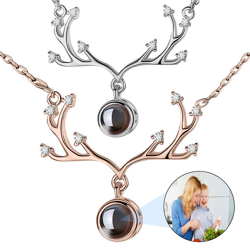 18x25mm Your Custom Photo Pendant Necklace, Black Leaf Gothic Style Jewelry for Women, Personalized with your Picture